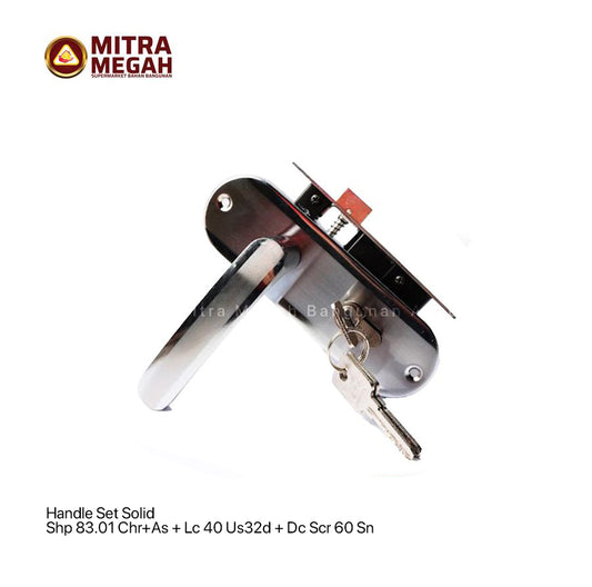 Handle Set Solid Shp 83.01 Chr+As + Lc 40 Us32d + Dc Scr 60 Sn