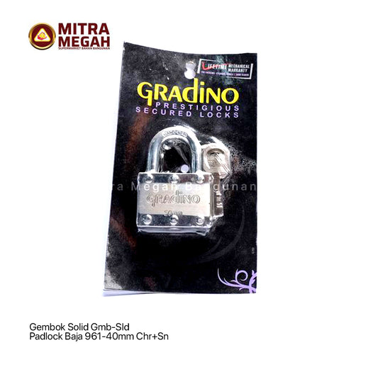 Gembok Solid Gmb-Sld Padlock Baja 961-40mm Chr+Sn