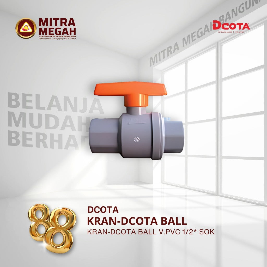 Dcota PVC Ball Valve 3/4" / Ballvalve 3/4 inchi KRAN-DCOTA BALL V.PVC 1/2* SOK