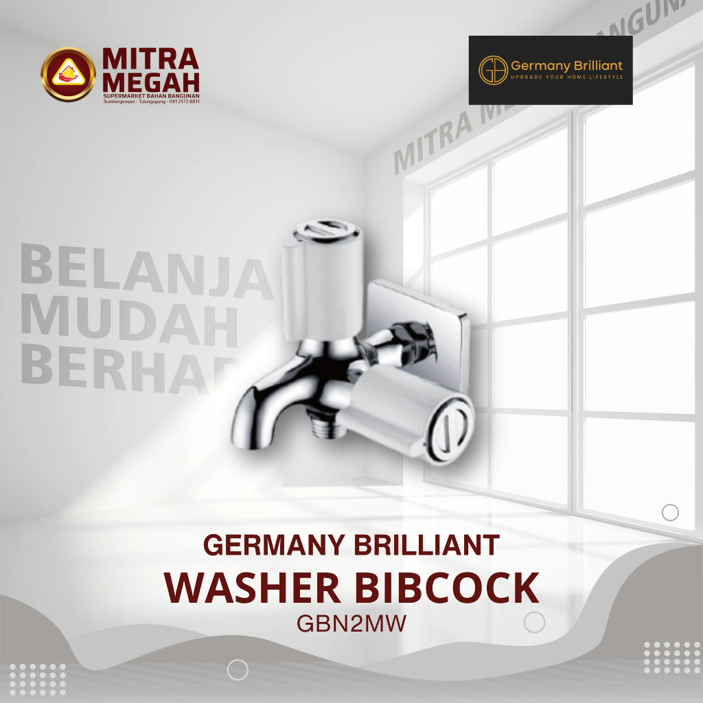 Germany Brilliant Kran/Keran Tembok 2 Cabang KRAN-GB GBN2MW WASHER BIBCOCK